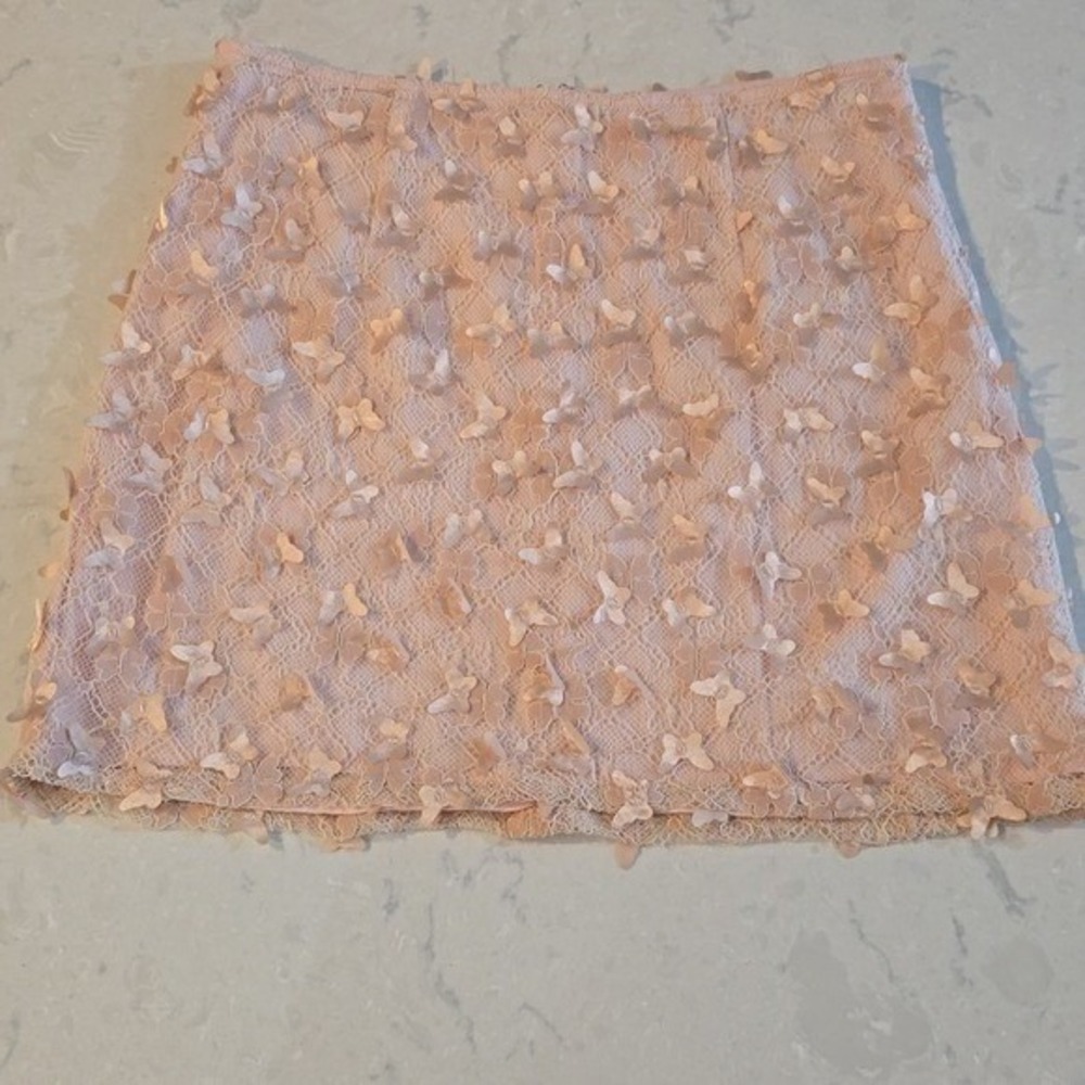 Lulus Feeling Fly Blush Pink 3D Butterfly Lace Mini Skirt Floral Applique S